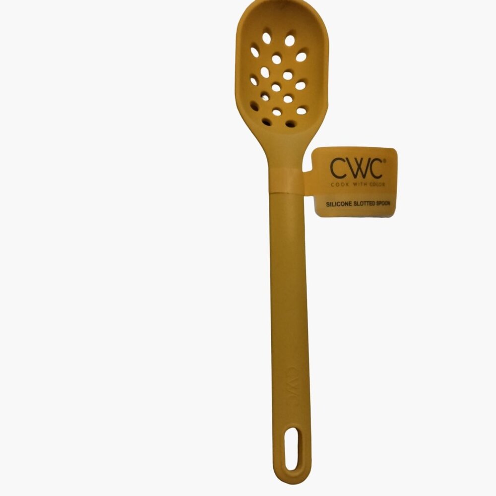 CWC Silicone Slotted Spoon Yellow Cook With Color Kitchen Utensil
